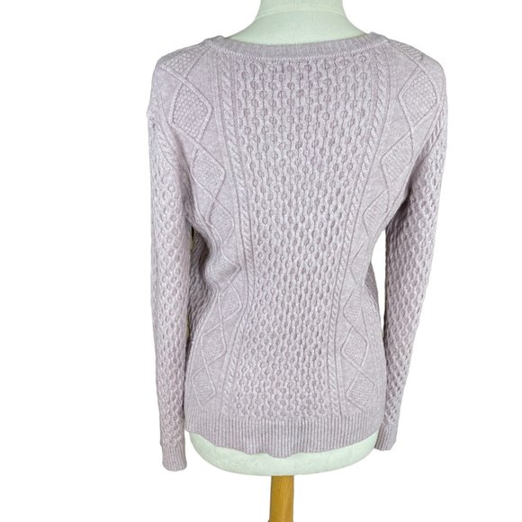 Cyrus Evolution Cable Knit Fisherman Sweater Purple Cottagecore Classic Coast-L - Picture 7 of 13